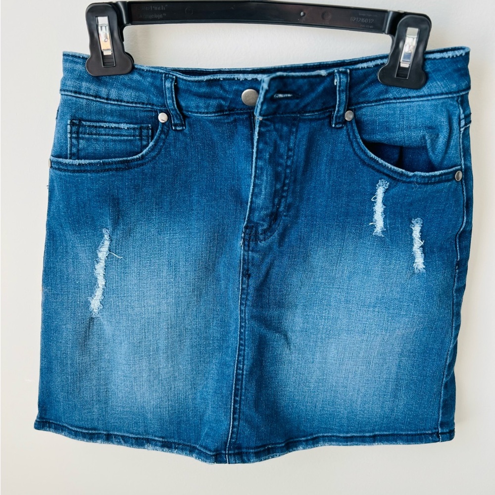 Versona Distressed Blue Mini Skirt